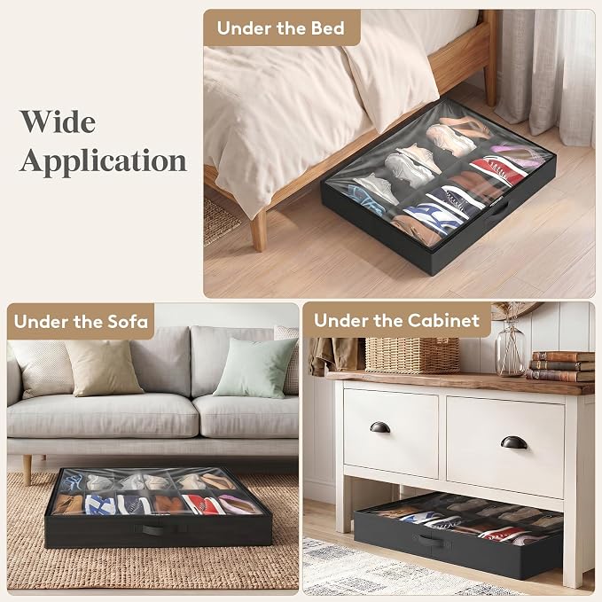 Lifewit Under Bed Shoe Storage Organizer 2 Pack, 4.3 Inches Profile Fabric - Image 9