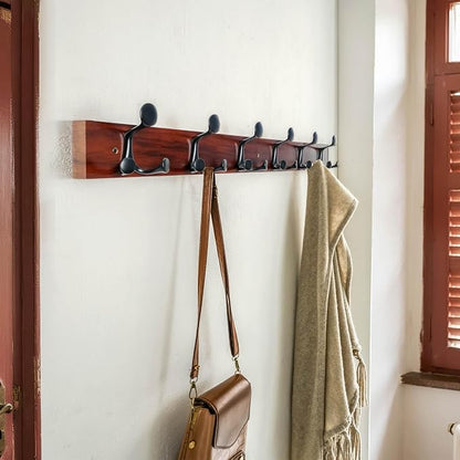 SKOLOO 36-Inch Cherry Wood Coat Rack Wall Mount - Image 2