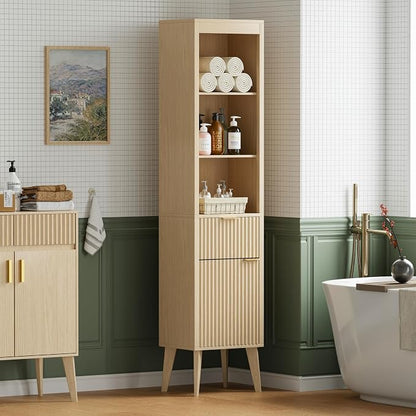 70" H Tall Storage Cabinet, Fluted Freestanding Floor Organizer - Image 2