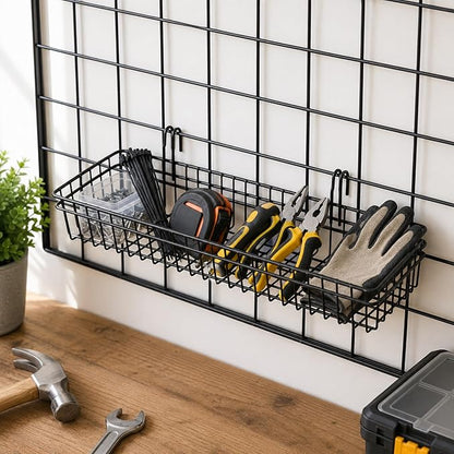 Black Metal Wire Hanging Basket, flower pots & supplies, coated metal shelf - Image 6
