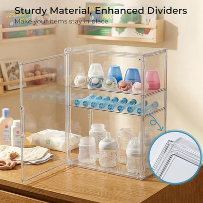 Baby Bottle Organizer – Large Adhesive Wall-Mount 3 Tier Adjustable Acrylic - Image 5