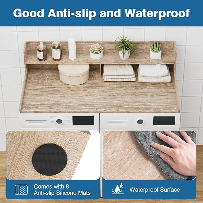 Washer Dryer Countertop with Shelf 27.5" W x 54" L x 12" H Laundry Room - Image 4