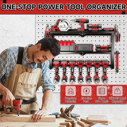 Power Tool Organizer Wall Mount, 150Lbs 3 Layer Metal Tool Storage Rack - Image 2