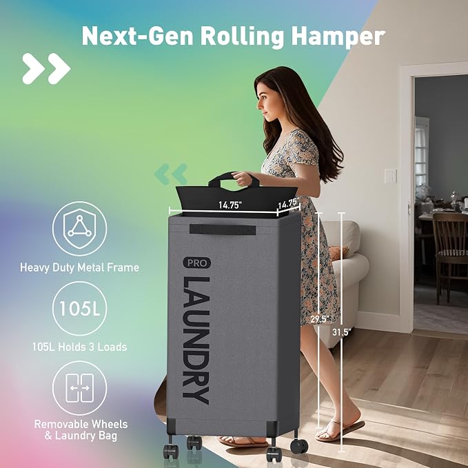 Caroeas Next-Gen 105L Matel Frame Laundry Basket - Image 2