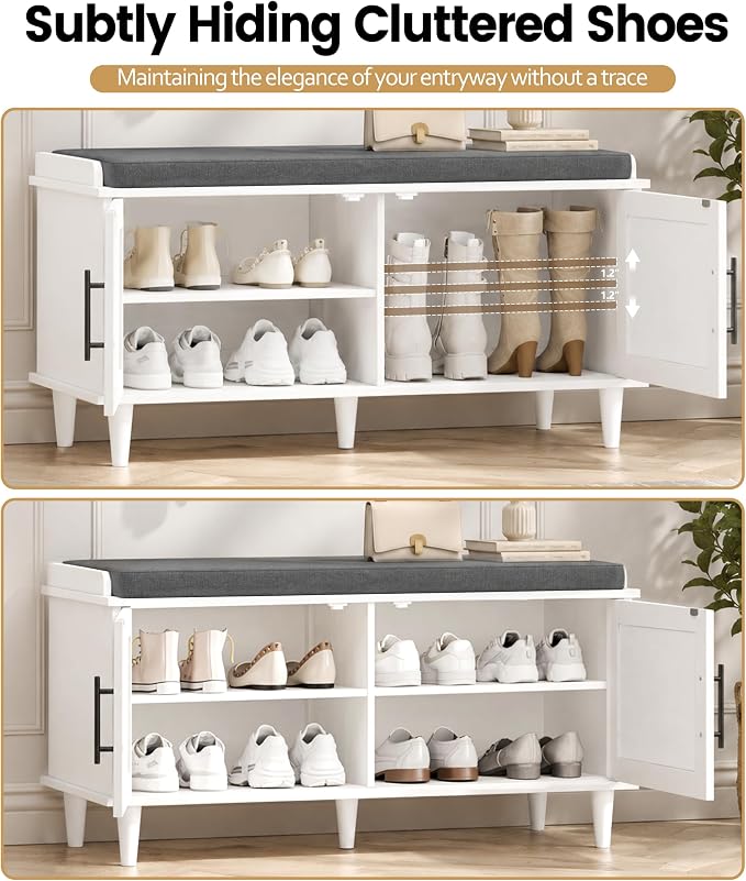 Akxomel Rattan Shoe Storage Bench - Image 5