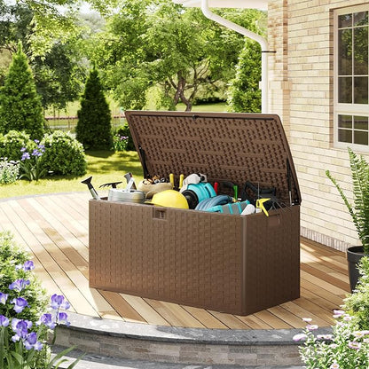 IDEALHOUSE 100 Gallon Resin Deck Box, Waterproof Outdoor Storage Box - Image 9