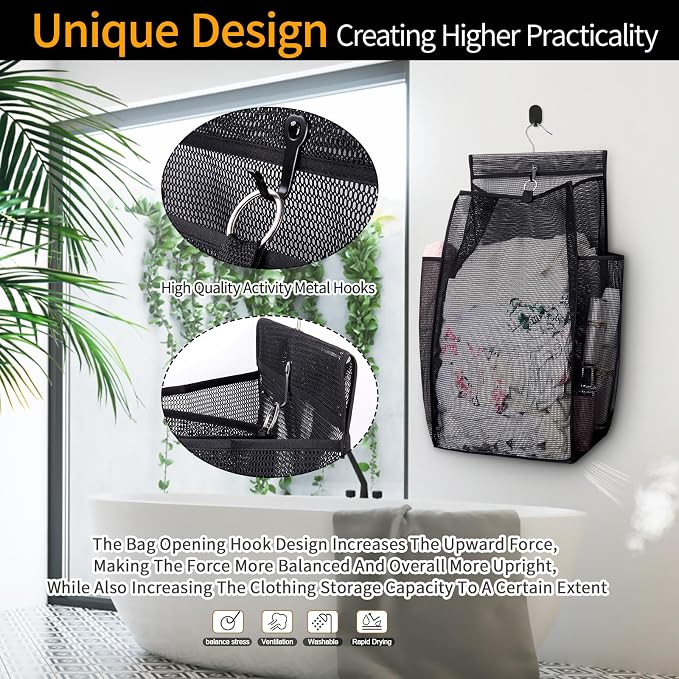 Hanging Collapsible Breathable Mesh Laundry Hamper, Fast Drying Portable Space - Image 5
