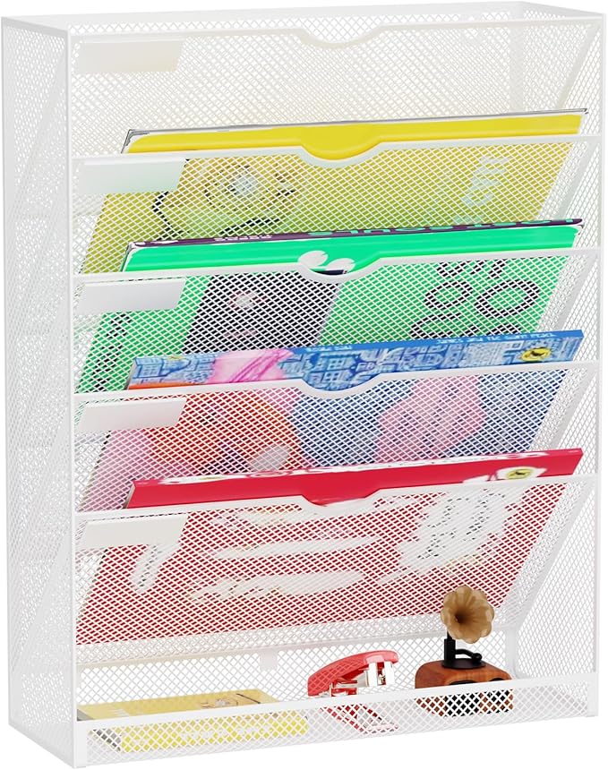 Hanging Wall File Organizer 6 Tier Wall Mounted File Holder Document Wall by GDINDINFAN