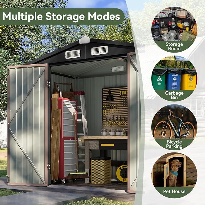 Aoxun 6.2x4 FT Shed Outdoor Storage Shed - Image 7