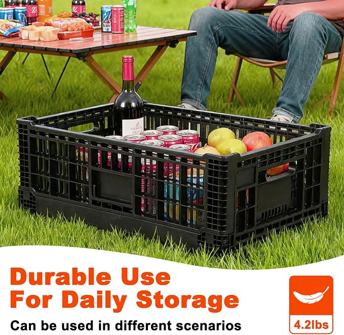Collapsible Milk Crates for Storage, 52L Storage Crates, Heavy Duty Milk Crate - Image 6