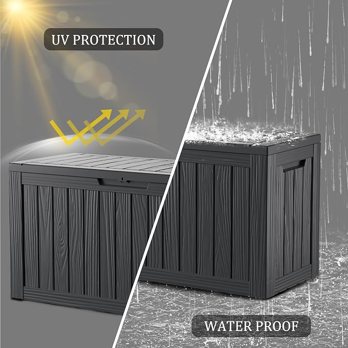 80 Gallon Resin Deck Box, Waterproof Outdoor Storage Box - Image 4