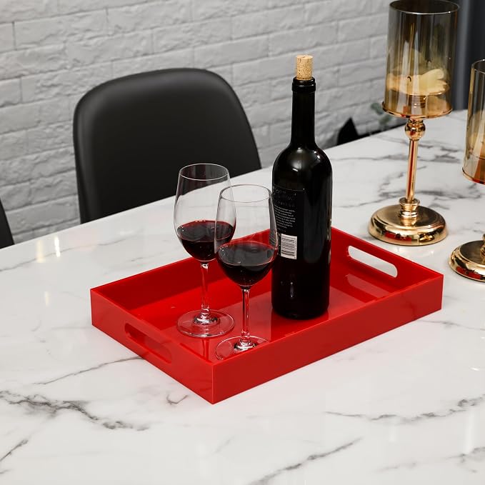 Sturdy Red Acrylic Serving Tray - Image 3