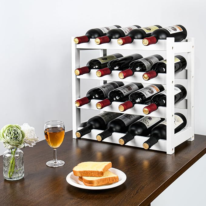 VASMIA Wine Rack, 4-Tier Bamboo Wine Racks Countertop, Sturdy and Durable Wine - Image 2