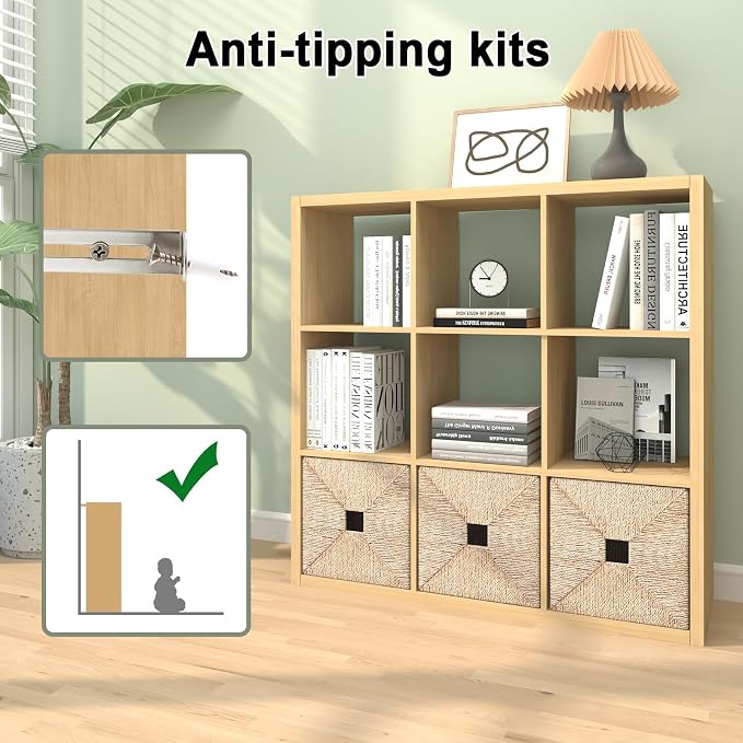 CTESNE【2026 Wooden Thick Frame 9 Cube Storage Organizer Shelf - Image 5