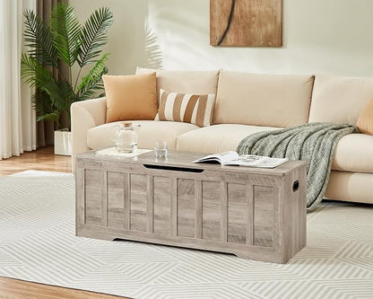 VANKILEY 51.2" Storage Chest Extra Large, Wooden Storage Bench, Greige | Chest - Image 4
