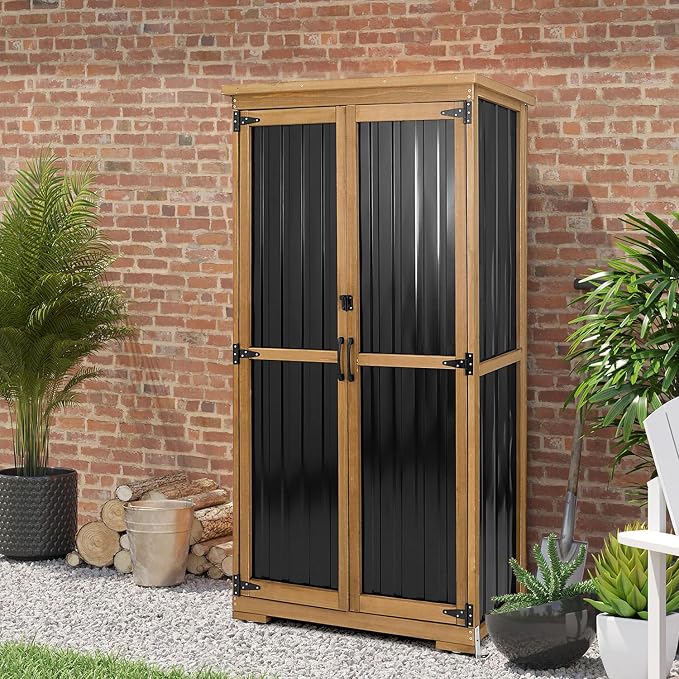 Outdoor Storage Cabinet with Shelves Outside Storage Shed Weather-Resistant - Image 5