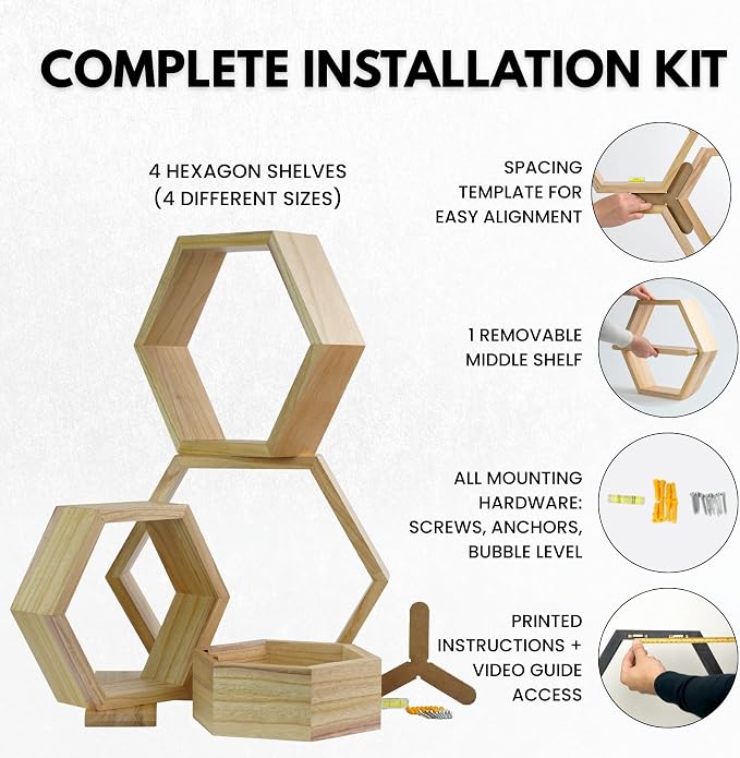 Hexagon Floating Shelves Set of 4 - Image 2
