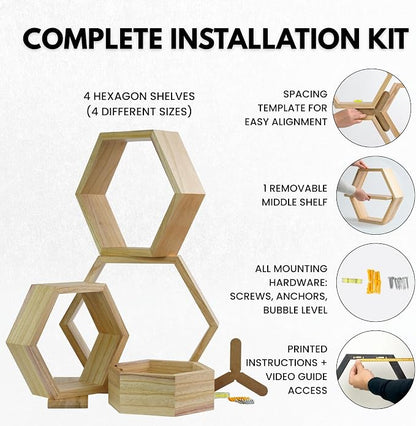 Hexagon Floating Shelves Set of 4 - Image 2