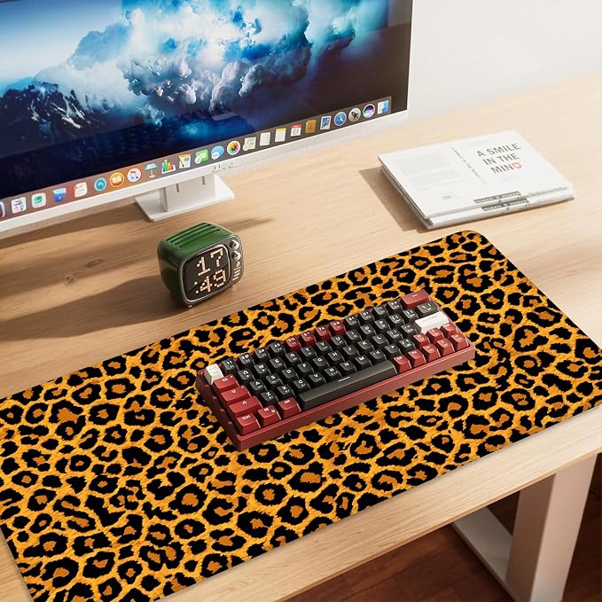 Leopard Print Mouse Pad – Large Extended Desk Mat 35.43 x 15.75 in – Bold - Image 2