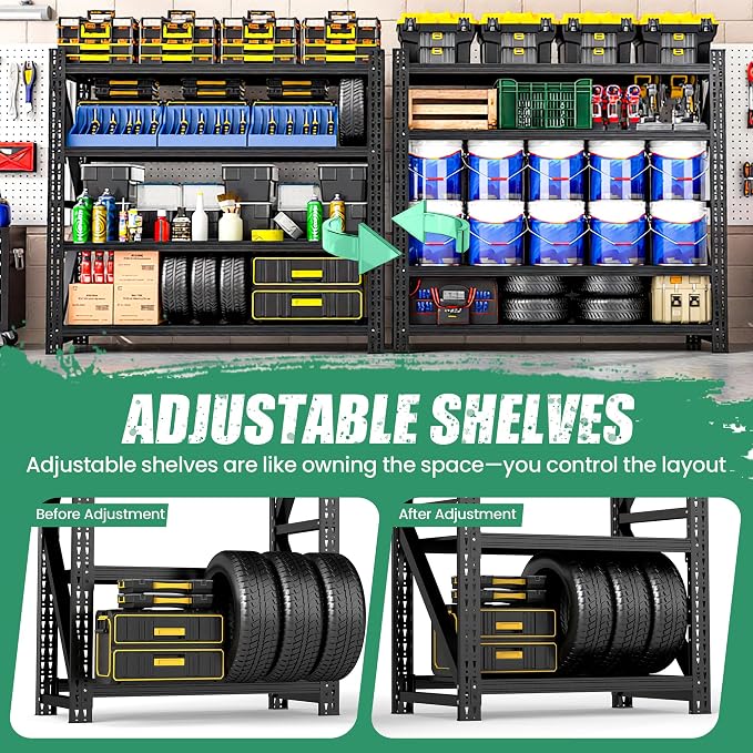 4-Tier Heavy Duty Garage Shelving，Industrial Shelving - Image 4