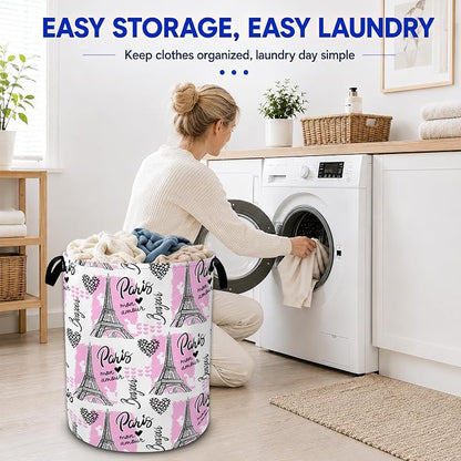Paris Eiffel Tower Laundry Basket, Waterproof Collapsible Storage Bin - Image 6