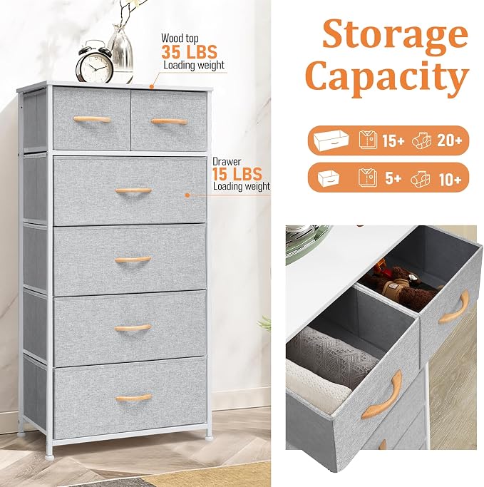 Fabric Dresser for Bedroom, Tall Skinny Dresser - Image 7