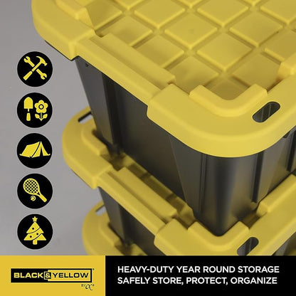 CX BLACK & YELLOW, 12-Gallon Heavy Duty Tough Storage Container & Snap-Tight Lid - Image 6