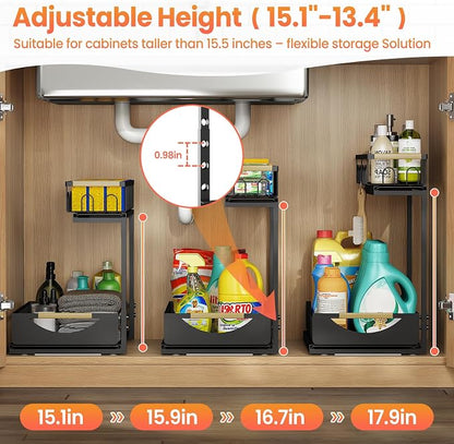 2 Pack 2 Tier Under Sink Organizer and Storage - Image 5