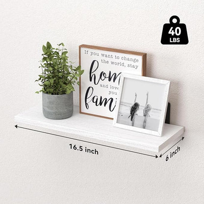 WOPITUES White Floating Shelves Set of 6, Wood - Image 3