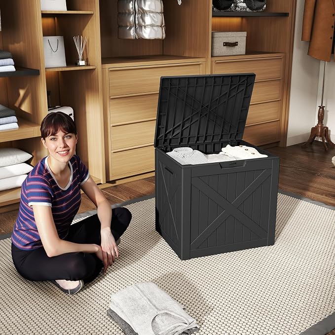32 Gallon Outdoor Deck Box, Storage Lockable Waterproof Patio Furniture - Image 7