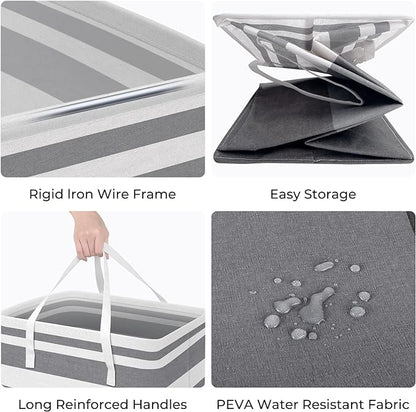 HomeHacks 2 Pack Large Laundry Baskets, Waterproof, Freestanding Laundry Hampers - Image 2