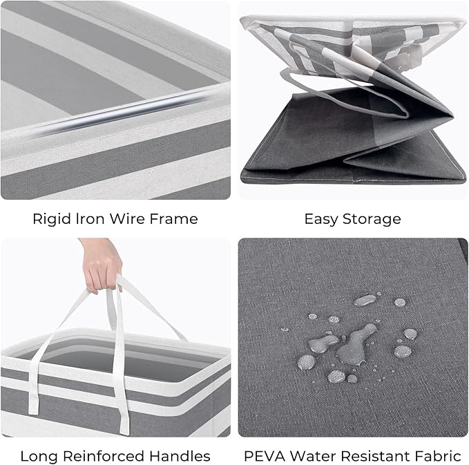 HomeHacks 2 Pack Large Laundry Baskets, Waterproof, Freestanding Laundry Hampers - Image 2