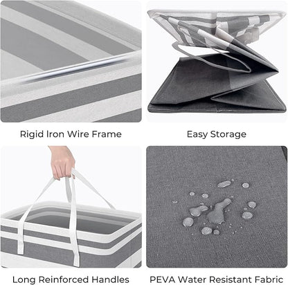 HomeHacks 2 Pack Large Laundry Baskets, Waterproof, Freestanding Laundry Hampers - Image 2