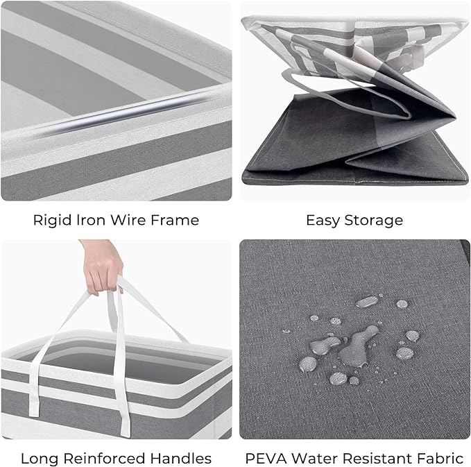HomeHacks 2-Pack Large Laundry Basket, Waterproof, Freestanding Laundry Hamper - Image 2