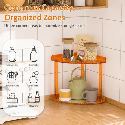 2 Tier Acrylic Corner Shelf Organizer Storage 9.5x9.5x8 Inch, Study Room - Image 3