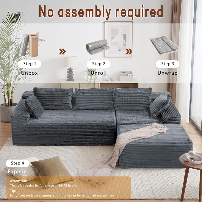 Korser 108" L-Shaped Modular Sectional Sofa - Image 8