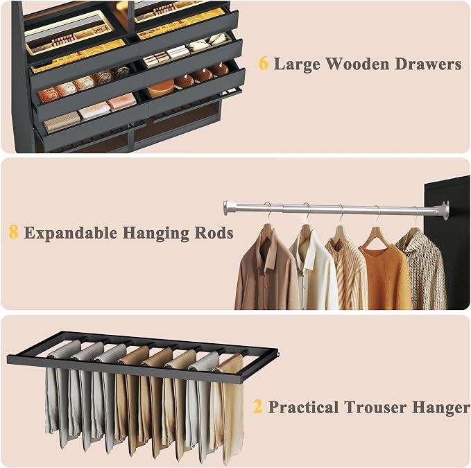 Closet System Set of 2, 5.7-10.4FT Closet Organizer System - Image 7