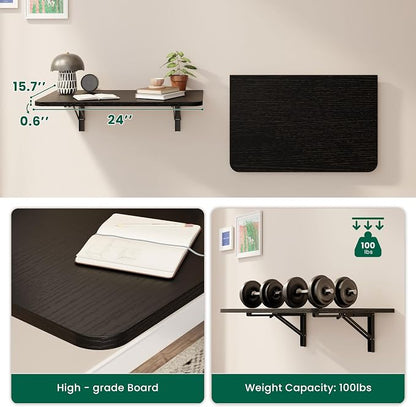 Dogsky Wall Mounted Folding Table, Floating Desk 24x15.7Inch, Fold Down Shelf - Image 3