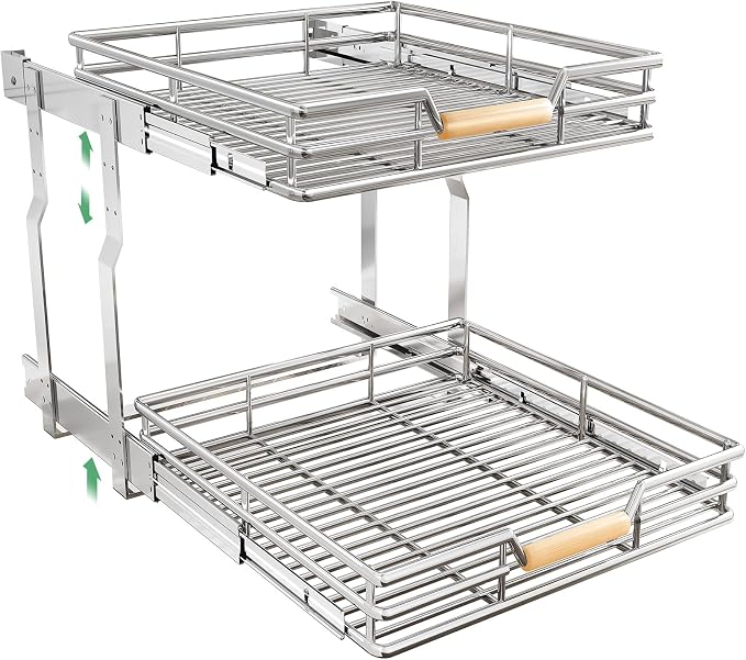 Pull out Cabinet Organizer, 2 Tiers 23"W X 21"D, Heavy Duty Smooth Sliding by Kitstorack