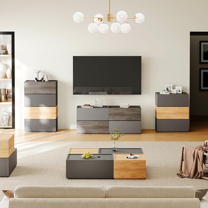 Modern Nightstand Modular Stackable Drawers Modular Storage Bedroom Furniture - Image 6