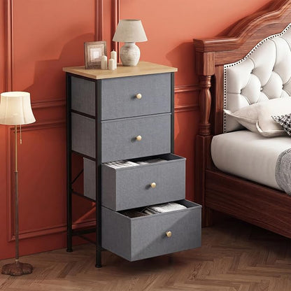 DUMOS Nightstand with 4 Drawers, Bedside Table with Removable Fabric Bins - Image 6