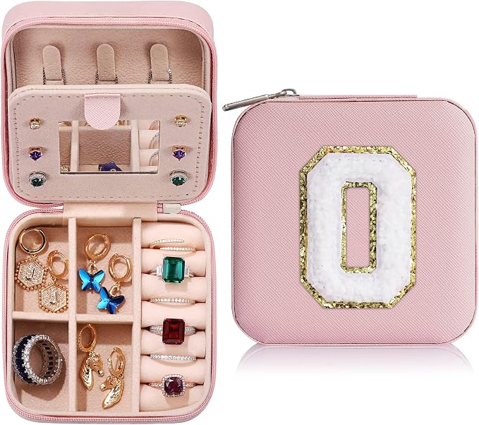 Parima Women's Pink P Initial Jewelry Case | Small Travel Jewelry Box by PARIMA