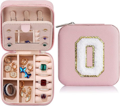 Parima Women's Pink P Initial Jewelry Case | Small Travel Jewelry Box by PARIMA