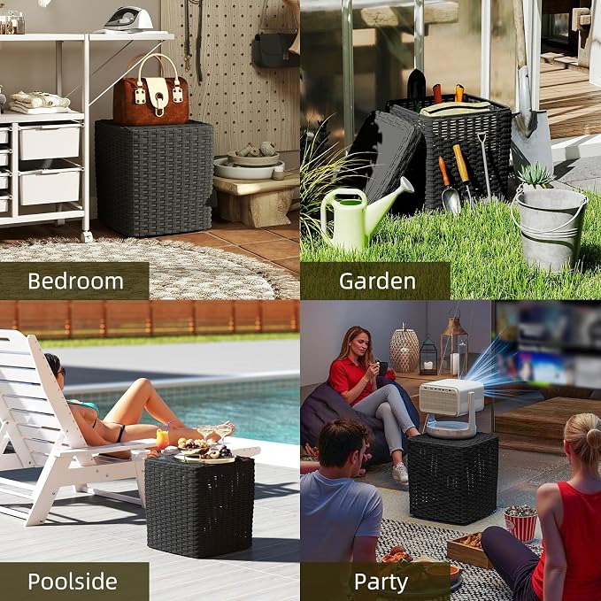 35 Gallon Outdoor Storage Box, Faux Rattan Deck Box - Image 7