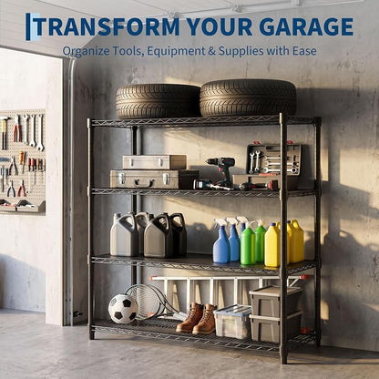 Garvee 4-Tier Wire Shelving 2560LBS Heavy Duty Storage Shelves Garage Rack | - Image 5