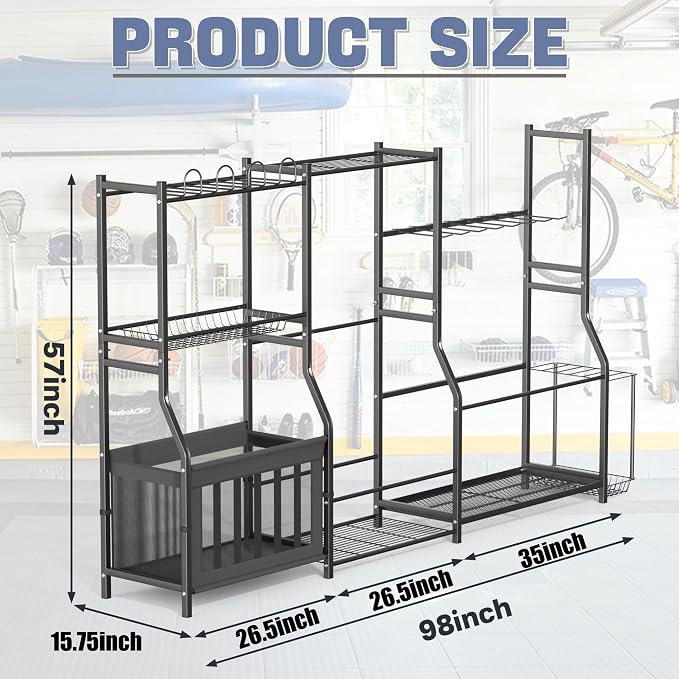 WALMANN Garage Sports Equipment Organizer Stand, Freestanding Ski & Snowboard - Image 3