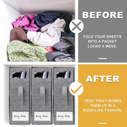Cosybreeze Bed Sheet Organizer 2 Pack Foldable Linen Closet Organizers and - Image 3
