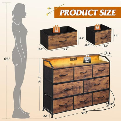WLIVE Dresser for Bedroom, 8 Drawer LED Dresser - Image 3