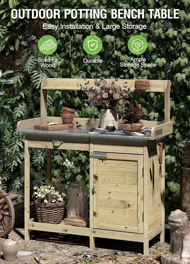 ARNOT Potting Bench, Outdoor Potting Bench Table - Image 2