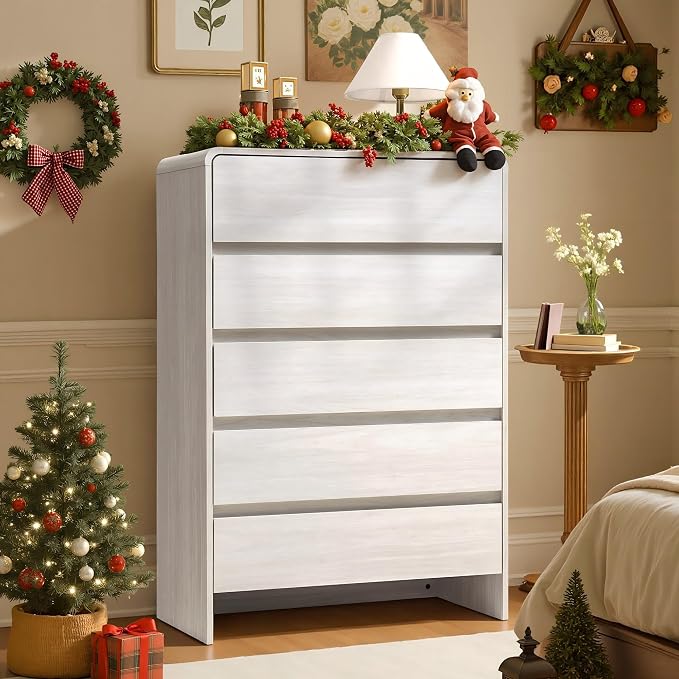 AMERLIFE 5 Drawer Dresser for Bedroom, Anti-Tip Kit, Wood Cabinet Organizer for by AMERLIFE